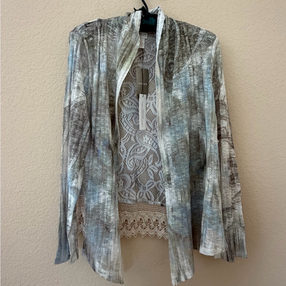 Chico's Multi-Tone Grey Open Front Blazer